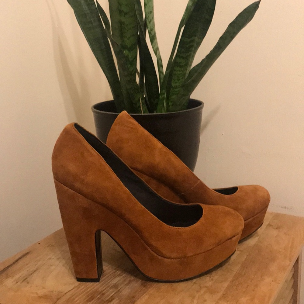 Brown Suede Platform Heels
